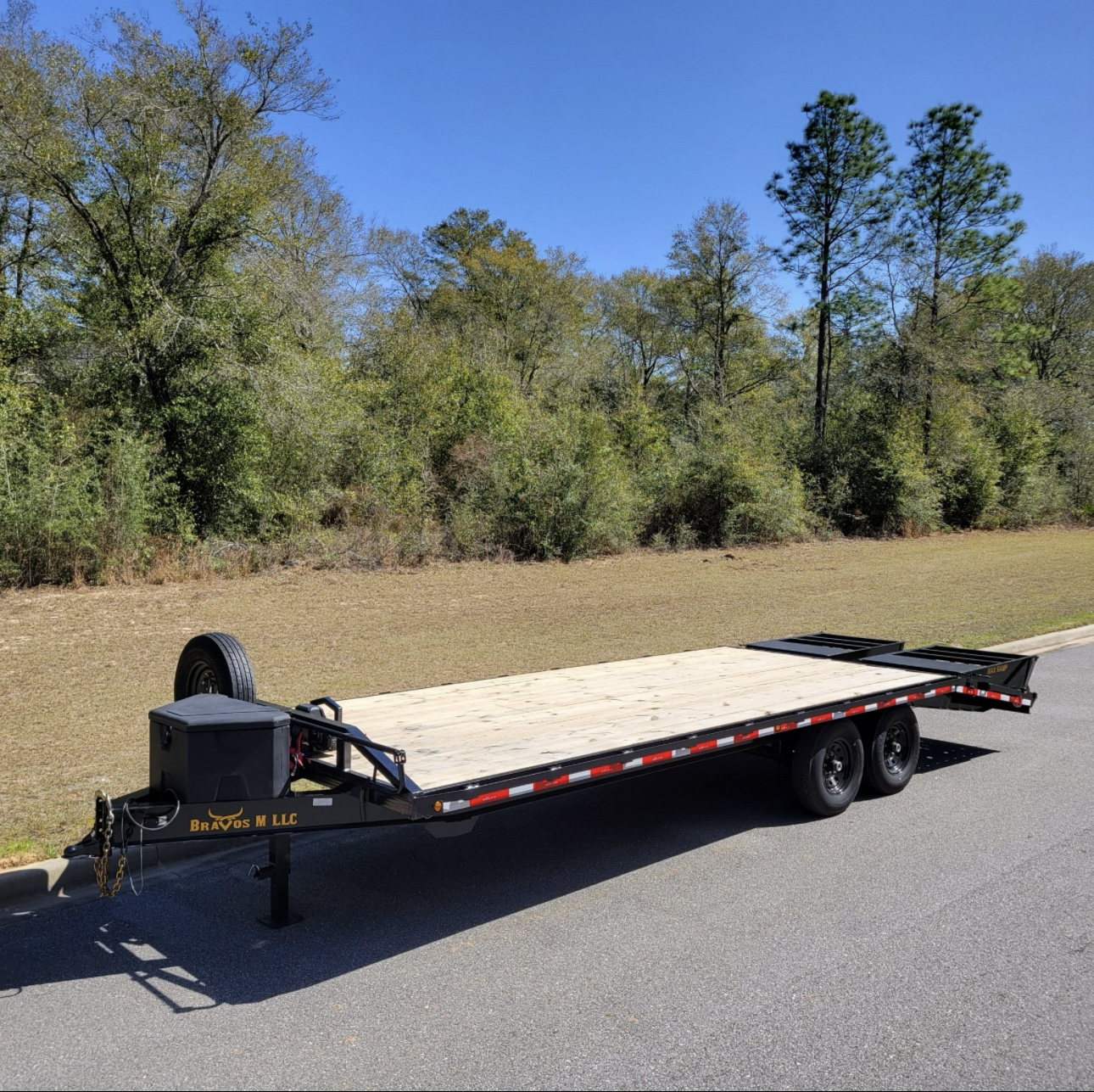 24ft Deckover Flatbed Trailer rental - Wide deck trailers ideal for large equipment and oversized loads in Northwest Florida